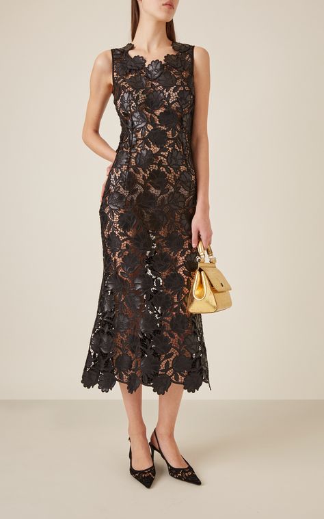 Dolce Gabbana Lace Dress, Dolce And Gabbana Fashion, Cocktail Attire, Guipure Lace, Lace Midi, Lace Midi Dress, Midi Dress Sleeveless, Moda Operandi, Fashion Collection