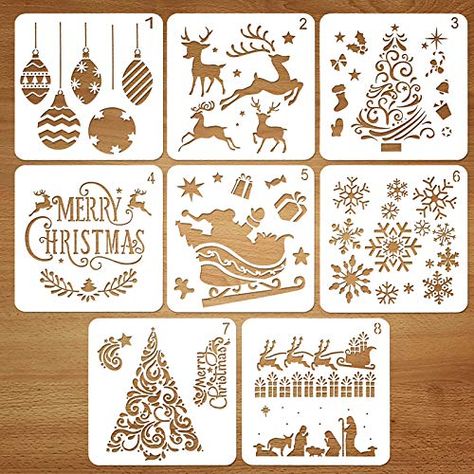 Diy Snowflake Decorations, Snowflake Stencil, Diy Christmas Paintings, Plastic Craft, Xmas Theme, Tree Stencil, Snow Flakes Diy, Drawing Stencils, Diy Gift Card