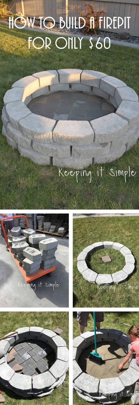 12 Easy and Cheap DIY Outdoor Fire Pit Ideas – The Handy Mano Homemade Patio, Cheap Outdoor Patio Ideas, Design Per Patio, Cheap Patio Furniture, Small Outdoor Patios, Fire Pit Ideas, Diy Backyard Patio, Cinder Blocks, Cheap Patio