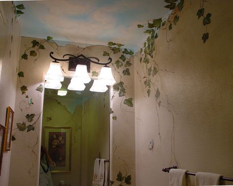 Medieval Forest, Blue Ceiling, Stick Bug, Blue Ceilings, Painted Wooden Boxes, Ceiling Murals, Bedroom Murals, Wall Murals Painted, Front Wall