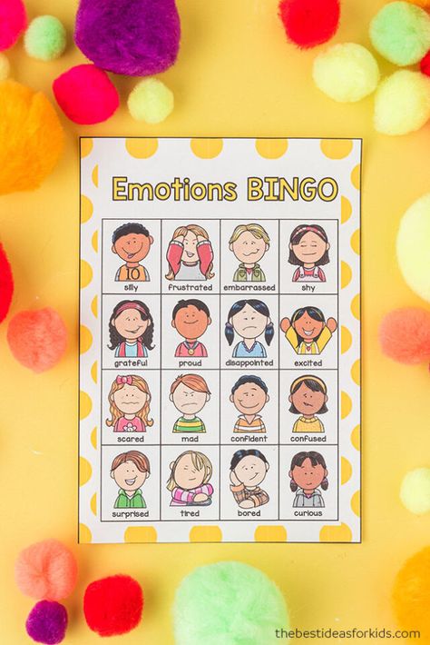 Social Emotional Skills Free Printable, Free Social Emotional Printables, Feelings Bingo Free Printable, Kindergarten Emotions Free Printable, Emotions Bingo Free Printable, Emotion Bingo Free Printable, Identifying Emotions Activities For Kids, Coping Skills Bingo Free Printable, Emotions Matching Game Free Printable