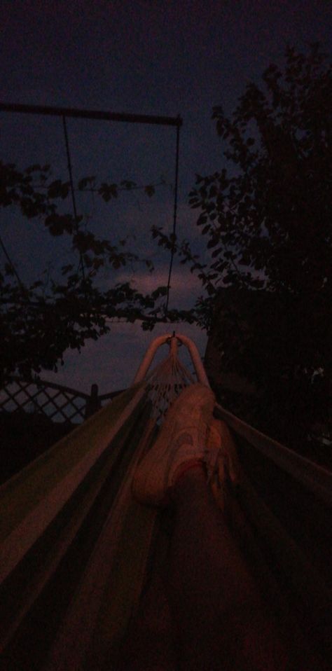 Just chilling on hammock at grandparents Just Chilling Aesthetic, Hammock Aesthetic, Spotify Wallpaper, Dark Naturalism, Just Chilling, Playlist Covers, Night Photos, Night Aesthetic, Night Time