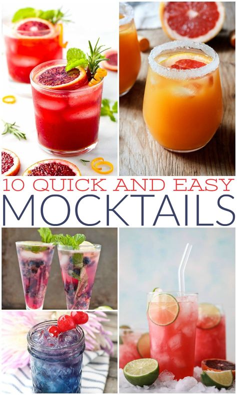 Mock Cocktails, Summer Mocktail Recipes, Summer Mocktail, Summer Mocktails, Easy Mocktails, Easy Mocktail Recipes, Mocktail Drinks, Easy Alcoholic Drinks, Alcohol Free Drinks