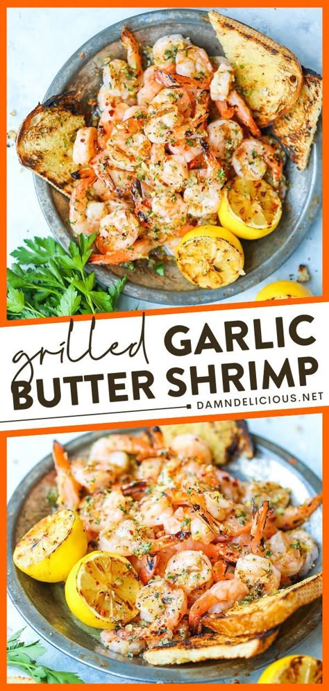 Say hello to one of the best dinner ideas on the grill! It's ready in just 30 minutes. Served in a lemon garlic butter sauce, this garlic shrimp is so good. Save this quick and easy grilling recipe! Healthy Seafood Dishes, 4th Of July Food, Lemon Garlic Butter Sauce, Wine Cheers, Best Shrimp Recipes, Grilled Shrimp Recipes, Best Seafood Recipes, Garlic Butter Shrimp, Easy Seafood