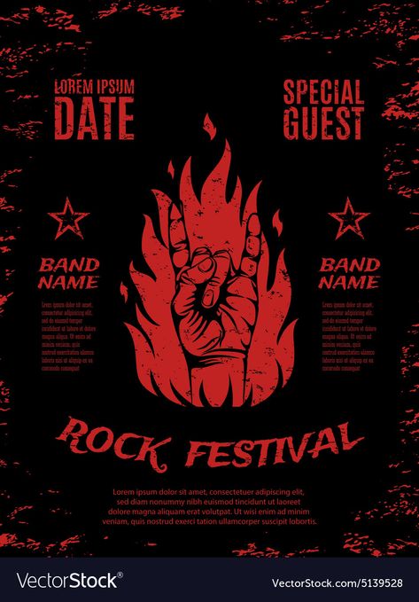 Rock And Roll Poster Design, Rock Band Graphic Design, Rock N Roll Design, Metal Festival Poster, Music Festival Poster Ideas, Rock Music Festival Poster, Rock Concert Poster Design, Rock Festival Poster, Indie Rock Poster