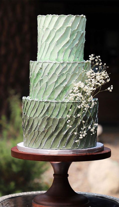 Ombre Green Cake, Green Ombre Wedding Cake, Blue Green Wedding Cake, Cake Trends 2023, Celestial Cake, Wedding Cake Designs Elegant, Cake Spring, Wedding Cake Trends, Cake Decorating Party