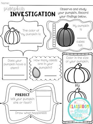 Second Grade Pumpkin Science, Pumpkin Science Worksheet, Pumpkin Science For Kindergarten, My Pumpkin Investigation, Pumpkin Science 1st Grade, Pumpkin Study Unit, Pumpkins 1st Grade, Fall Grade 1, 2nd Grade Stations Center Ideas