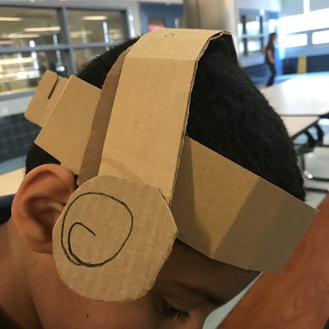 Student’s cardboard sculpture of headphones. Cardboard Sculpture, Art Teaching, Hearing Protection, Beats Headphones, Over Ear Headphones, Headphones, Sculpture, Electronic Products, Twitter