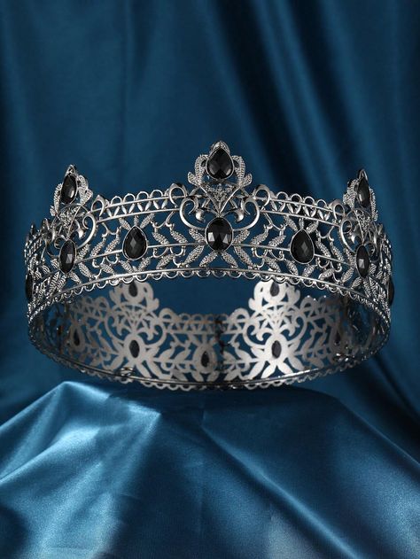 1pc Unisex Vintage Carved Large Crown, Alloy Black King Crown Headband For Birthday Party Royal Street Tiaras HalloweenI discovered amazing products on SHEIN.com, come check them out! Black King Crown, Crown For Men, Tiara For Wedding, Crown For Women, Bridal Headwear, King Crown, Black Crown, Rhinestone Tiara, Rhinestone Crown