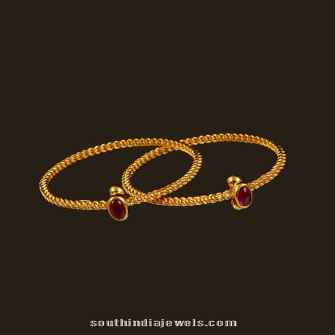 Gold Baby Bangles from VBJ Kada Designs Gold For Women Antique, Baby Jewelry Gold, Gold Bangles Indian, Gold Bangles For Women, Antique Gold Jewelry Indian, Gold Bangle Set, Baby Bangles, Gold Jewelry Simple Necklace, Gold Bride Jewelry