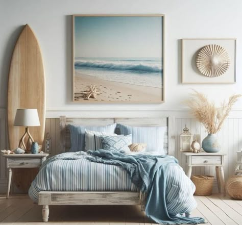 Coastal Design Bedroom, Whitewashed Furniture, Calm Coastal, Coastal Cabin, Coastal Bedroom Ideas, Boho Beach House, White Washed Furniture, Sea Home, Coastal Calm