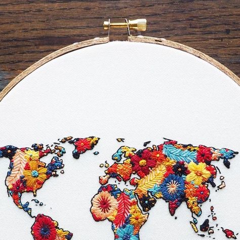 Embroidery Map, World Embroidery, First World, World Map, Map, Embroidery