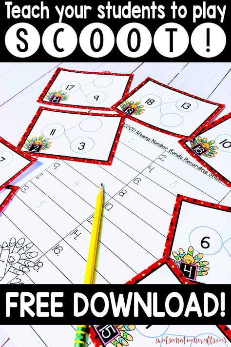 Learn how to play Scoot! - a fun math game that gets your students up and moving around!  These free downloads can also be used in math centers as task cards!  Click to learn more. Teacher Observation, Learning Printables, Numbers Kindergarten, Math Lesson Plans, Fun Math Games, Primary Maths, Second Grade Teacher, Math Game, The Game Is Over