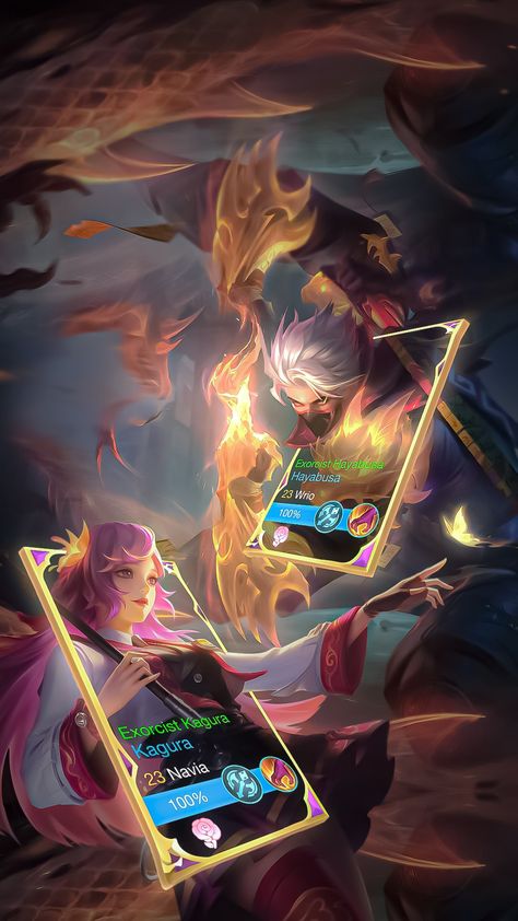 kagura exorcist x hayabusa exorcist mobile legends Exorcist Kagura, Kagura X Hayabusa, Kagura Exorcist, Mlbb History, Mobile Legends, History, Quick Saves