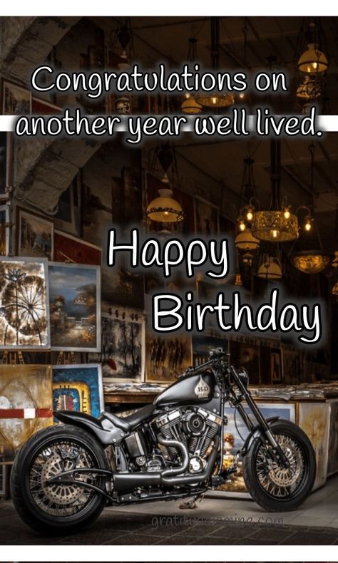 Happy Birthday Harley Davidson, Happy Birthday Biker, Birthday Gratitude, Happy Birthday Motorcycle, Happy Birthday Verses, Happy Birthday Hd, Biker Birthday, Happy Birthday Wishes For A Friend, Happy Birthday Cousin