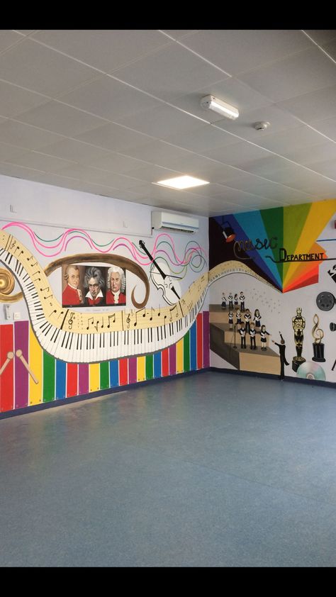 Music Room Mural, Diversity Mural, Music Room Art, Music Classroom Decor, School Board Decoration, Piano Studio, Music Room Decor, School Murals, Artist Aesthetic