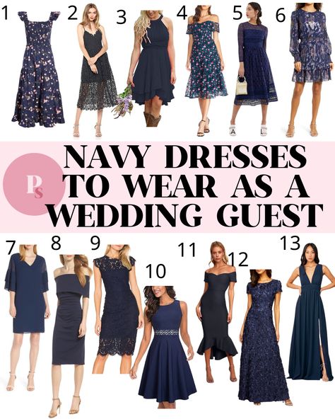 Navy Blue Dresses for Wedding Guests (2021) - Paisley + Sparrow Navy Blue Dress Outfit, Navy Wedding Dress, Navy Dress Outfits, Blue Wedding Guest Dresses, Blue Dress Outfits, Dress Couple, Dress For A Wedding, Below The Knee Dresses, Outfit Wedding Guest