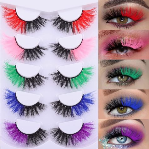 Cat Eye Lashes with Half Color Dramatic Wispy Eyelashes Red Pink Green Blue Purple Soft Lashes Pack Lashes Pack, Soft Lashes, Cat Eye Lashes, Wispy Eyelashes, Cat Eye Lash, Purple Soft, Green Blue Purple, Eye Lashes, Mink Lashes