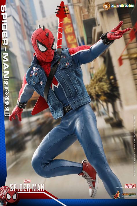 Spiderpunk Suit, Punk Suit, Egypt Girls, Marvel Anime, Spider Punk, Behind The Mask, Spiderman Ps4, Man Spider, Punk Pins