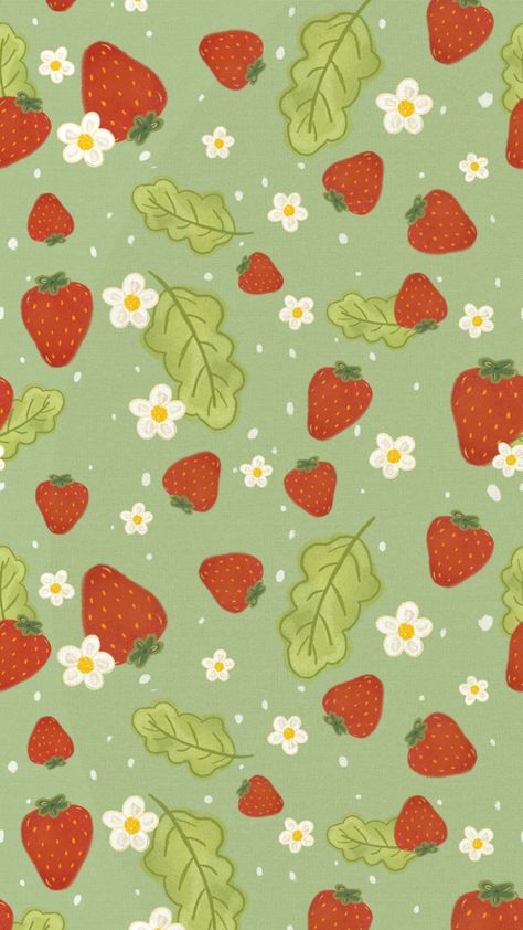 Strawberry Pattern, Arte Van Gogh, Fruit Wallpaper, Phone Wallpaper Patterns, Art Wallpaper Iphone, Cute Patterns Wallpaper, Simple Wallpapers, Art Collage Wall, Summer Wallpaper