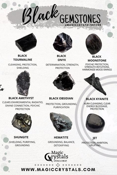 Crystal Identification, Gemstones Earrings, Black Gemstones, Magic Crystals, Crystal Healing Chart, Black Amethyst, Crystal Guide, Crystals Healing Properties, Tourmalinated Quartz