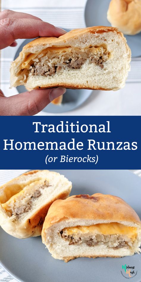 Traditional Homemade Runzas (or Bierocks) | Midwest Mash Homemade Runza Recipe, Runzas With Rhodes Rolls, Runza Dough Recipe, Homemade Runzas, Nebraska Recipes, Bierocks Recipe, Dnd Oc, Heirloom Recipes, Amish Recipes