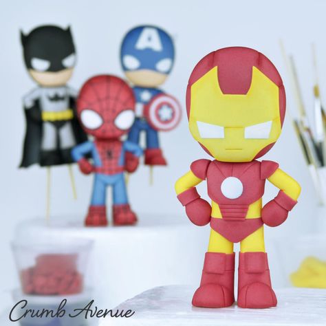 Iron Man Cake Topper by Crumb Avenue Diy Avengers Cake, Iron Man Cake Topper, Cute Avengers, Iron Man Cake, Superhero Template, Avengers Cake Topper, Ironman Cake, Marvel Cake, Superhero Birthday Cake