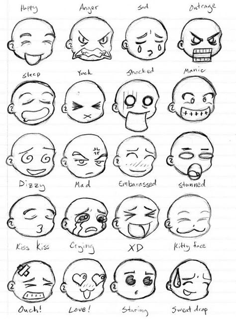 Emotions Template, Character Emotions, Facial Expressions Drawing, رسم كاريكاتير, Different Expressions, 심플한 그림, Drawing Face Expressions, Chibi Sketch, About Character