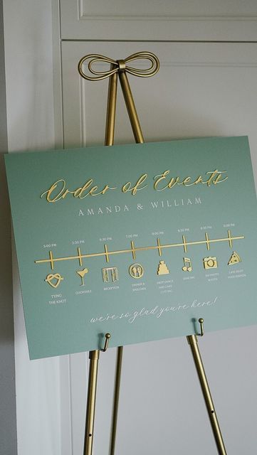 Blushing Bean Design Co. on Instagram: "Loving sage green and loving that so many people are requesting this colour for 2023! This is our own @lyndecreekacrylic colour in ‘sage advice’ and it’s a matte sage finish on one side. Catch this sign at our booth at @canadasbridalshow next weekend! #itinerarysign #weddingitinerary #weddingsignage #weddingsigns #weddingsign #acrylicsign #acrylicsignage #acrylicsigns #acrylicweddingsign #weddingsigndesign #weddingartist #seatingchart #sagewedding #2023 Amanda Williams, Acrylic Signage, Wedding Itinerary, Sage Wedding, Artistic Wedding, Sage Color, So Many People, Wedding Signage, Acrylic Sign