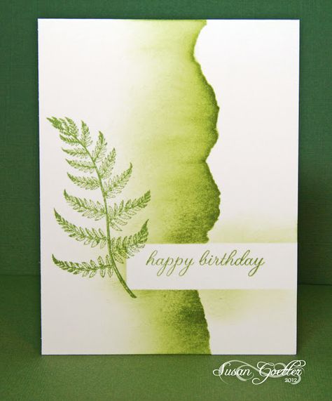 Susan Goetter: OLW75 - Let's Hear it for the Boys! Diy Leaves, 수채화 그림, Quick Cards, Card Making Techniques, Male Cards, Masculine Cards, Card Layout, Watercolor Cards, Creative Cards