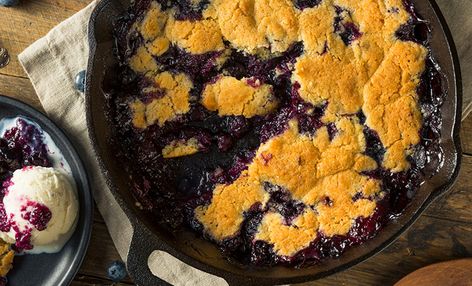 Blueberry Slump Recipe |  	 	James Beard Foundation Blueberry Slump Recipe, Low Carb Blueberry Cobbler, Bisquick Blueberry Cobbler, Cobbler With Bisquick, Berry Cobbler Recipe, Skillet Cobbler, Low Carb Blueberry, Cobbler Easy, Canned Blueberries