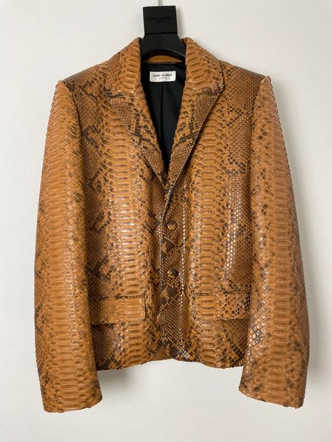 Saint Laurent Paris 28000$ PYTHON BLAZER jacket snake exotic skin ultra rare | Grailed Python Skin, Hedi Slimane, Saint Laurent Paris, Python, Blazer Jacket, Women's Blazer, Saint Laurent, Paris, Blazer