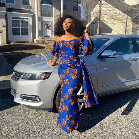 diva with the slay  @eki_e22 . Follow @selectastyle for more stunning styles like this . . ————————————————— #trendingfashion… Ankara Long Gown, Ankara Dress Styles, African Prom Dresses, African Dresses Modern, Ankara Gown Styles, Afrikaanse Mode, African Wear Dresses, Ankara Dresses, African Fashion Ankara