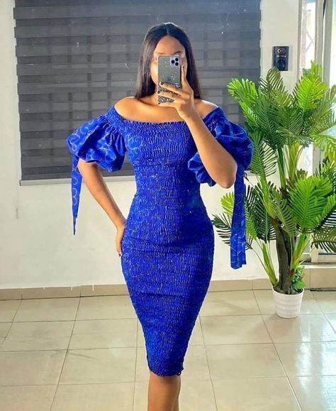 Blue Ankara Dress Styles, Blue Ankara Dress, Blue Ankara, Ankara Dress Designs, Classy Short Dresses, Ankara Dress Styles, African Print Dress Ankara, African Dresses For Kids, Best African Dresses