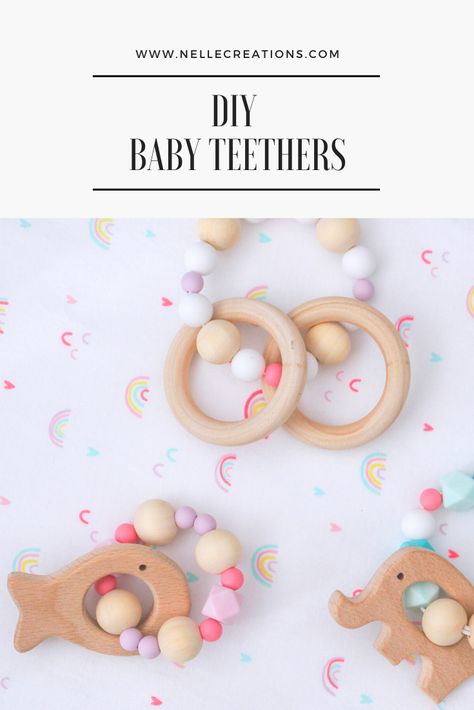 Diy Silicone Teether Tutorial, Diy Silicone Teether, Diy Silicone Bead Pacifier Clip, Diy Teethers For Baby, Wooden Teether Pattern, Diy Baby Toys Newborn, Dummy Clips Diy, Teether Pattern, Diy Teethers