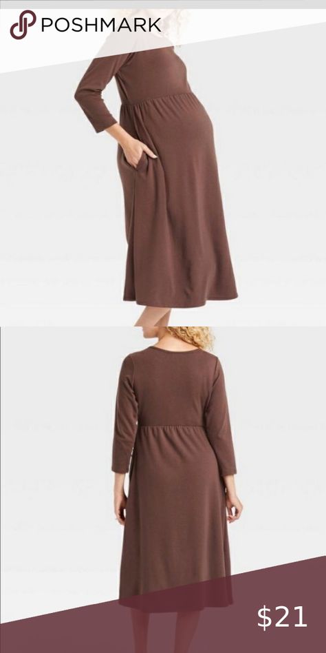 Isabel Maternity By Ingrid & Isabel 3/4 sleeves cozy knit dress- brown Cozy Knit, Cozy Knits, Knit Dress, Dress Es, Dresses Skirts, Knitting, Outfit Inspo, Plus Fashion, Dresses