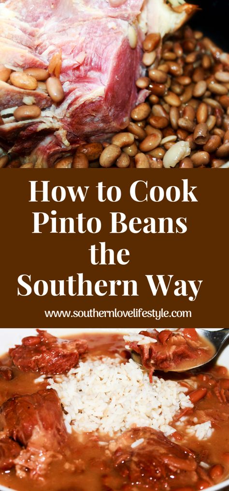 Hey Y'all! If there is a nip in the air, here in South Carolina. I think that it’s a sign from God, for me to cook pinto beans the Southern way. There is nothing like a big pot of hearty and meaty beans. I like to cook my pinto beans with a spiral ham. In this recipe I cooked my beans on the stove, but you can also use a crockpot. I like to serve my pinto beans with ham over white rice and with a nice piece of old-fashioned cornbread from scratch. #howtocookpintobeansandrice#southernrecipes# Southern Pinto Beans, Southern Pinto Beans Recipe, Cornbread From Scratch, Beans With Ham, Sign From God, Ham Shank, Pinto Bean Soup, Beans And Cornbread, Ham Hocks