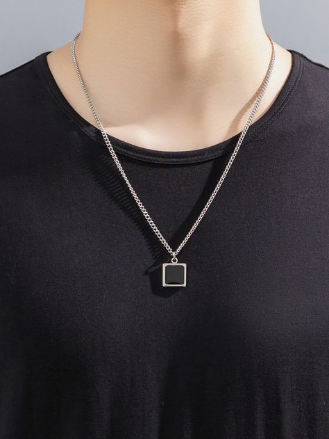 Silver Fashionable Collar  Stainless Steel  Pendant Necklaces Embellished   Jewelry Pisces Pendant, Tech Neck, Geometric Pendant Necklace, Birthday Labels, Mens Necklace Pendant, Geometric Pendant, Men's Necklace, Stainless Steel Pendant, Jewelry Inspo