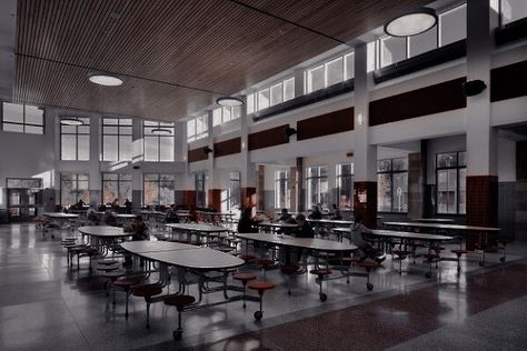 Highschool Aesthetic Classroom, University Cafeteria, Aesthetic University, Canteen Design, Boarding School Aesthetic, Muslim Boy, Classroom Interior, University Housing, School Assemblies