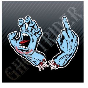 Santa Cruz Screaming Hand Skateboards Middle Finger Sticker Decal Set Santa Cruz Hand, Santa Cruz Screaming Hand, Santa Cruz Logo, Screaming Hand, Skateboard Logo, Skate Photos, Finger Skateboard, Zombie Hand, Santa Cruz California