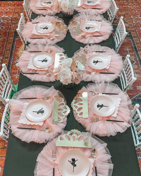 Ballerina Birthday Theme Decorations, Ballerina Two Year Old Party, Ballerina 1st Birthday Party Ideas, Tutu Tea Party, Tutus And Tiaras Birthday Party, Ballerina 4th Birthday Party, Ballerina Tea Party Birthday, Princess Party Table Setting, Tutu Theme Birthday Party