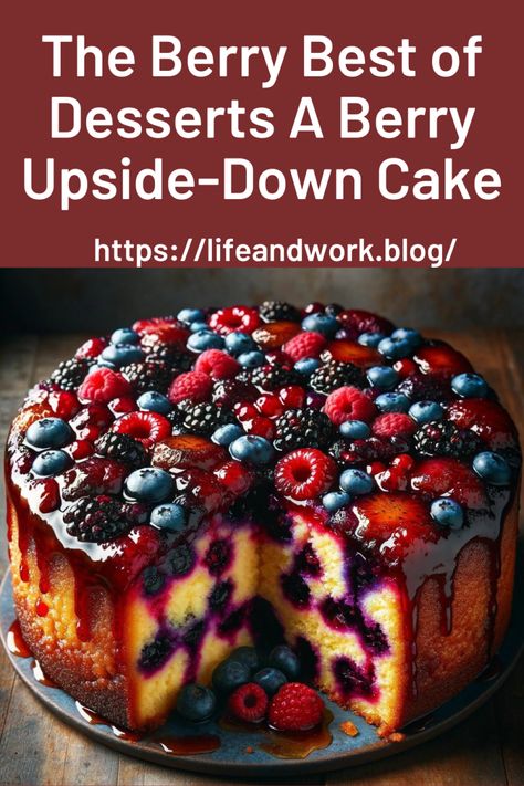 The Berry Best of Desserts A Berry Upside-Down Cake Berry Cake Recipe, Tart Flavors, Stabilized Whipped Cream, Berry Cake, Berries Recipes, Upside Down Cake, Mixed Berries, Cake Toppings, Baking Tips