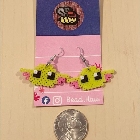 Super Lightweight Earrings Made From Mini Perler Beads And Stainless Steel Fish Hooks. I Also Make Custom Pieces, Just Ask! Thanks For Stopping By! Iron Beads Earrings, Fuse Bead Patterns Small, Hama Earrings, Perler Charms, Mini Perler Beads, Perler Bead Earrings, Perler Earrings, Mini Hama Beads, Hama Art