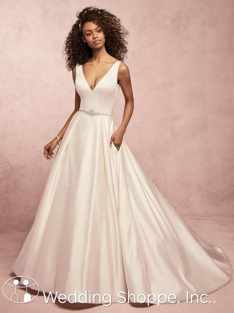 Sammie by Rebecca Ingram | Maggie Sottero wedding dresses | Classic wedding dress | traditional bridal gown | satin bridal gown | bridal gown with straps Satin Ball Gown Wedding Dress, Rebecca Ingram, Satin Bridal Gowns, Western Wedding Dresses, Maggie Sottero Wedding Dresses, Wedding Dress Boutiques, Ball Gown Skirt, Wedding Dresses Satin, Classic Wedding Dress