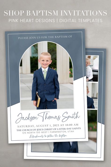 Lds Baptism Invitation, Baptism Invitation For Boys, Baptism Program, Baptism Announcement, Baptism Invitation Template, Lds Gifts, Lds Baptism, Baptism Decorations, Pictures Of Christ