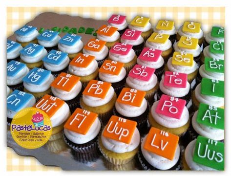 Me pidieron unas galletas y unos panquecitos para el cumpleaños de un químico, asi que decidí hacer las galletas con las figuras del Matraz ... Chemistry Cupcakes, Chemistry Cake, Science Cake, Science Birthday Party Ideas, Mad Scientist Party, Scientist Party, Cheap Party Decorations, Ideas Cupcakes, Science Birthday