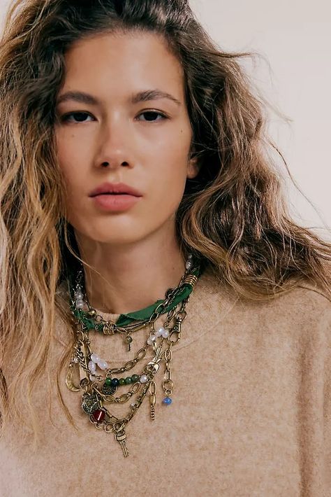 Necklaces for Women | Free People UK Winter Jewelry Trends, Necklaces Evil Eye, Necklaces Summer, Eclectic Necklace, Summer Necklaces, Layered Style, Jewelry Editorial, Risk Taker, Free People Jewelry