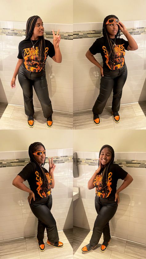 Baddie Graphic Tees, Shattered Backboard Outfit 3.0, Graphic Tee Outfit Black Women Fall, Shattered Backboard Outfit, Jordan 1 Shattered Backboard Outfit, Jordan 1 Outfit Women, Girl Baddie, Yeezy Outfit, Shattered Backboard