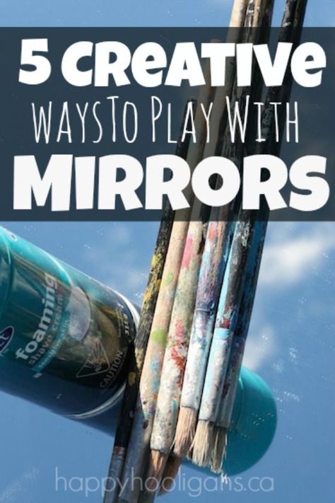 5 Fun and Creative Mirror Play Activities.  Simple to set up, and they add such a fun and interesting perspective to every day sensory and art activities for toddlers and preschoolers.  - Happy Hooligans Mirror Activities, Creative Mirror, Interesting Perspective, Reflection Activities, Happy Hooligans, Pre Primary, Play 5, Art Activities For Toddlers, 5 Senses