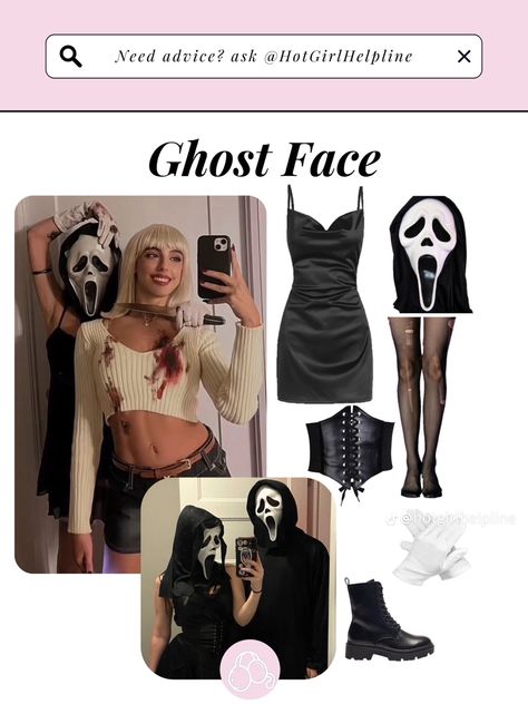 #ghostface #halloweencostume Ghost Face Victim Halloween Costume, Fem Ghostface Costume, Ghostface Costume Women, Killers Costume, Ghost Face Costume Women, Ghost Face Costume, Scream Halloween Costume, Ghostface Costume, Scream Outfits